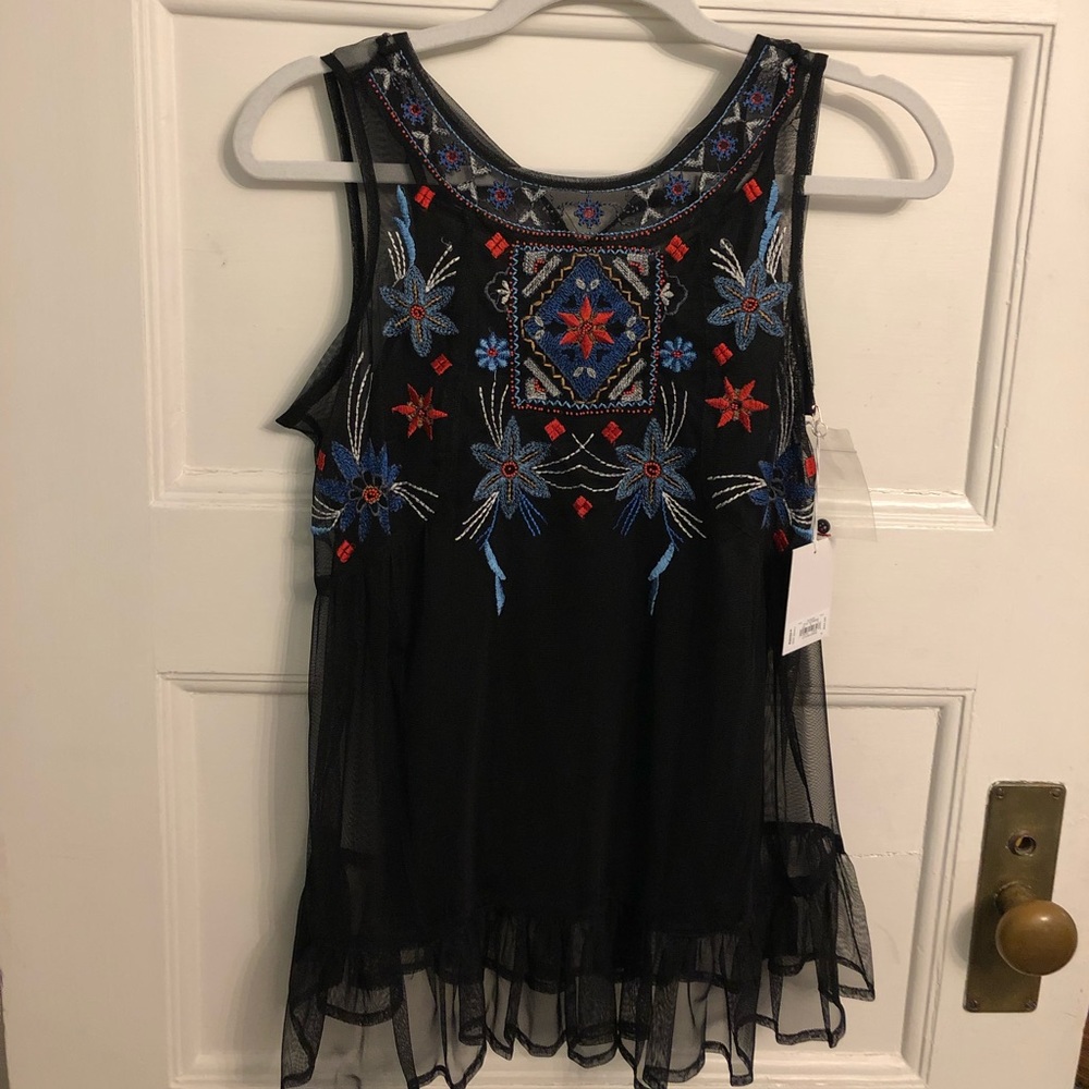 Mesh black tank top